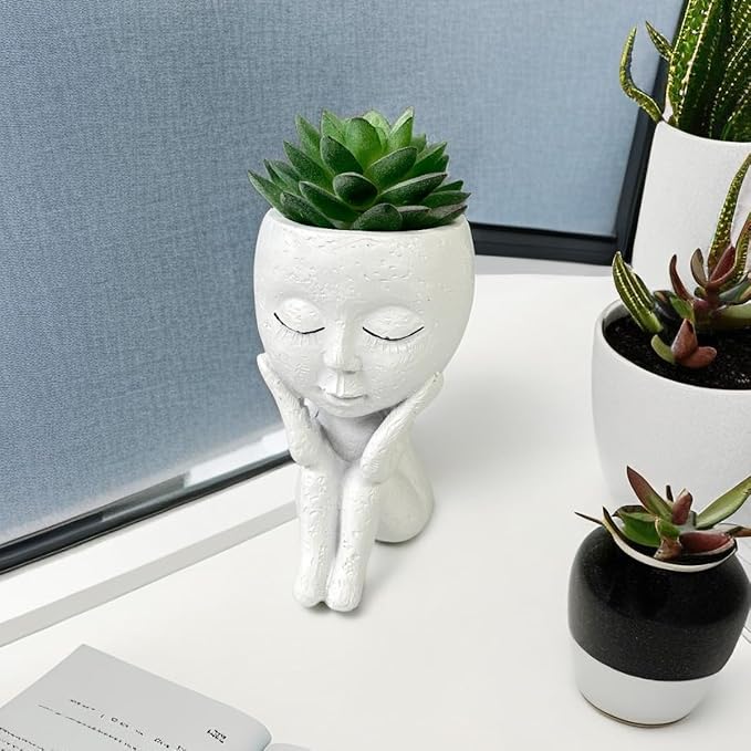 Funny Cute Face Planters Pots – Mini, No Drainage Hole, Unique Face Flower Pots Vase Succulent Head Planter for Home Decor Garden Cactus Indoor/Outdoor Plants Small Flower Pots for Mom