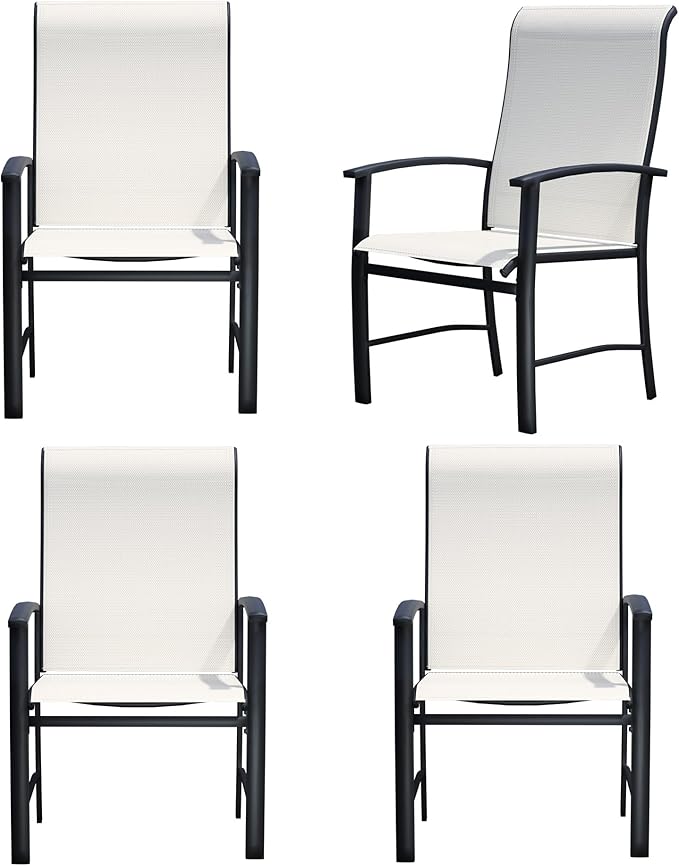Outdoor Dining Chairs Set of 4, Patio Chairs with Metal Frame & Textilene Fabric, Perfect for Patio Garden Deck