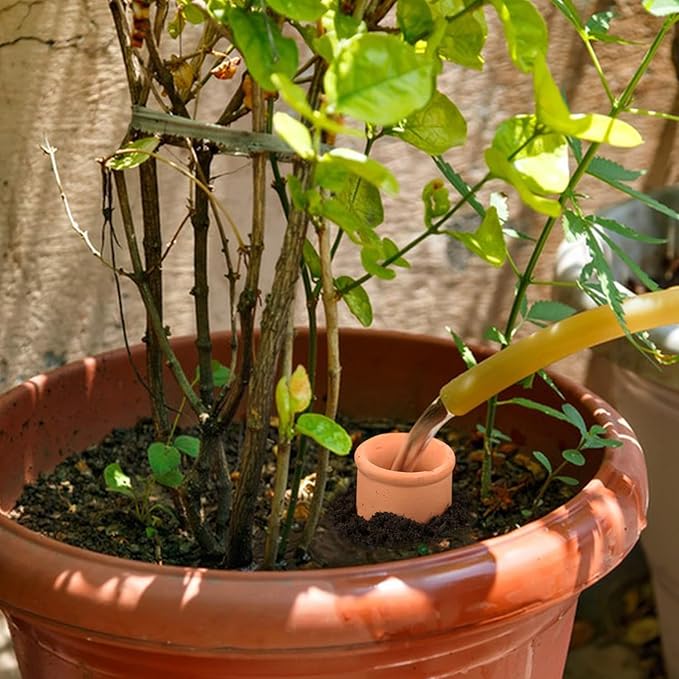 2pcs 10 * 5 * 5in Ollas Plant Watering Globes 61oz Terracotta Watering Pot Watering Bulbs for Outdoor and Indoor Plants Large Reservoir Bulbs with lid Terra Cotta Clay Irrigation Globes