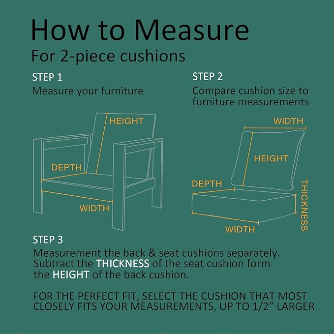 23.5"x27" Outdoor Deep Seat Patio Cushions Set of 2, Deep Seat Bottom Resilient Foam Filling Water-Resistant Stain-Resistant UV Resistant Weather Resistant with YKK Zippers, Malachite