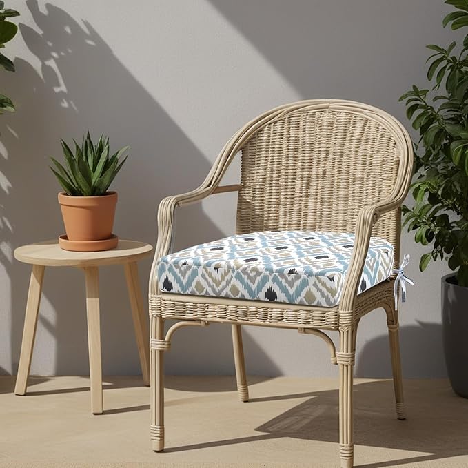 idee-home Outdoor Chair Cushions Set of 4, Thick 19" x 19" x 3" Outdoor Seat Cushions Patio Furniture Waterproof with Ties, Dining Pads