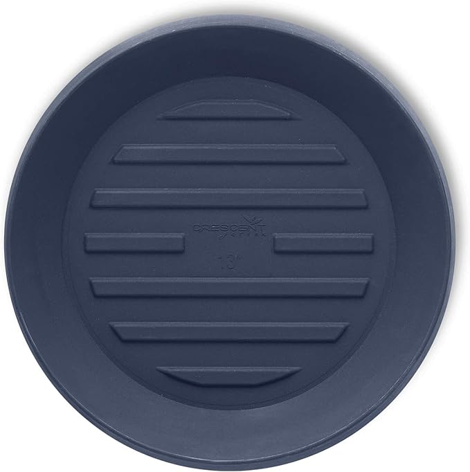Crescent Garden Universal Round Planter Saucer, Durable Drainage Dish for Plant Pots, Heavy-Duty Plant Dishes Saucer, Indoor & Outdoor Plant Trays - Midnight Blue (8.5 inch Inner, 11 inch Outer)