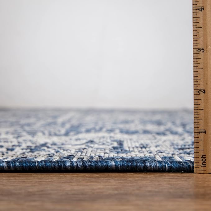 Keen Home Design Terrace Outdoor Runner Rug - 26"x91" Washable Indoor/Outdoor Rug for Patio, Kitchen, Balcony, Beach, Garden, Deck and Porch, Size: 2'2" x 7'7", Force Navy