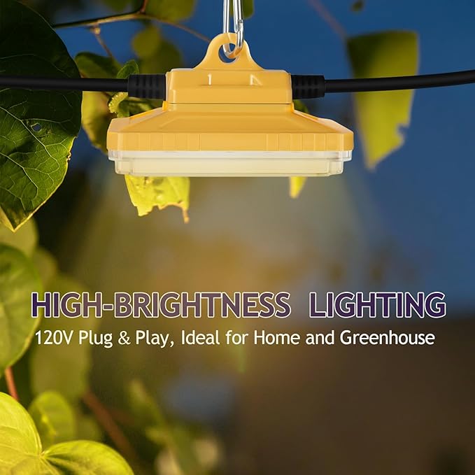 EP Plant Growth String Lights - 8000 LM Full Spectrum LED Grow Lights for Indoor Plants, 22 Ft 6-Light with 5000K White & Full Spectrum LEDs, Ideal for Greenhouse, Hydroponics, Vertical Farming (120V)
