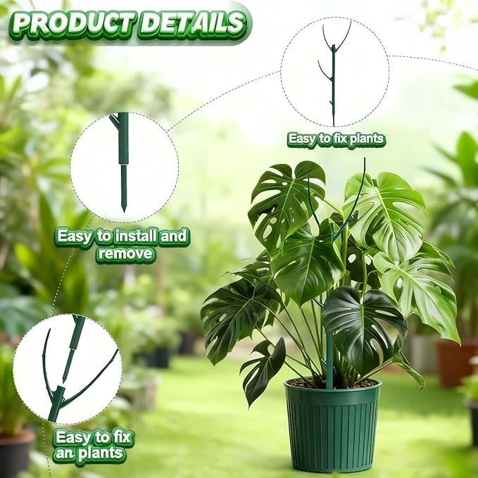 10 Pack Stackable Monstera Plant Support, Garden Plant Support Stakes for Indoor Outdoor Plants, Climbing Plant Support Structures Plant Holder Stick Moss Pole for Support Tall Potted Plants