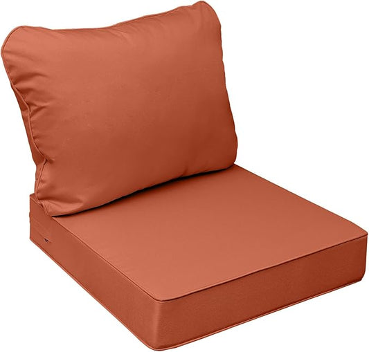 AAAAAcessories Outdoor Seat Cushions for Chairs, Fade-Resistant, Waterproof Patio Furniture Replacement Cushions, 22" x 24" x 5" + 22" x 19", Rust