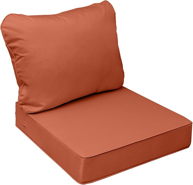 AAAAAcessories Outdoor Seat Cushions for Chairs, Fade-Resistant, Waterproof Patio Furniture Replacement Cushions, 24" x 24" x 5" + 24" x 19", Rust