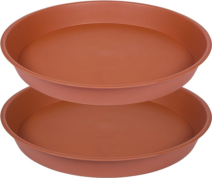 2 Pack of Bird Bath Bowl 14 inch, 1.6" Depth, 12 14 16 18 19 inch Heavy Duty BirdBath Bowls only, Plastic Round Large Plant Saucer Dish for Garden (14", Terracotta)