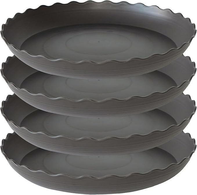 4 Pack of 14 inch Plant Saucer Plant Tray, Plastic Plant Saucer, Heavy Duty Plant Tray for Pots, Plant Saucers for Indoors Planter, Garden Water Plate Bowls for Gallon Grow Bags (Brown)