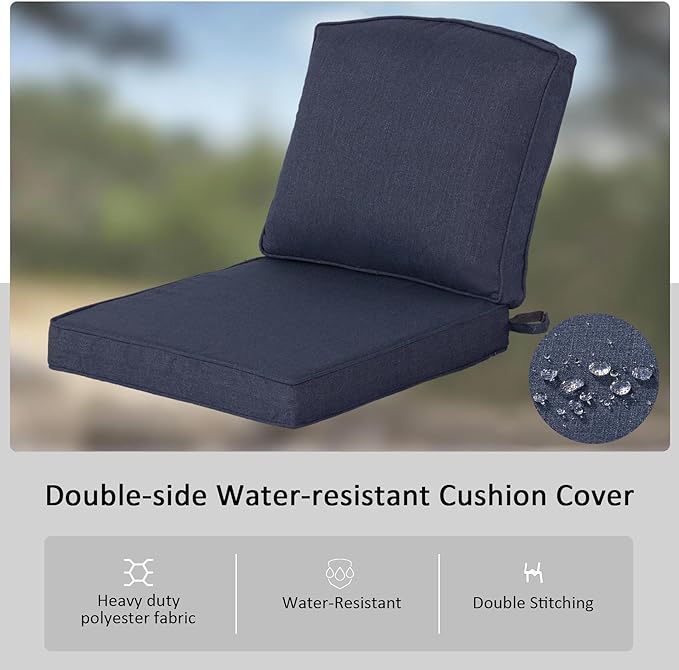 20"x21.5" Outdoor Deep Seat Patio Cushions Set of 1, Outdoor Chair Cushions Bottom Resilient Foam Filling Water-Resistant UV Resistant Weather Resistant with YKK Zippers,Sky