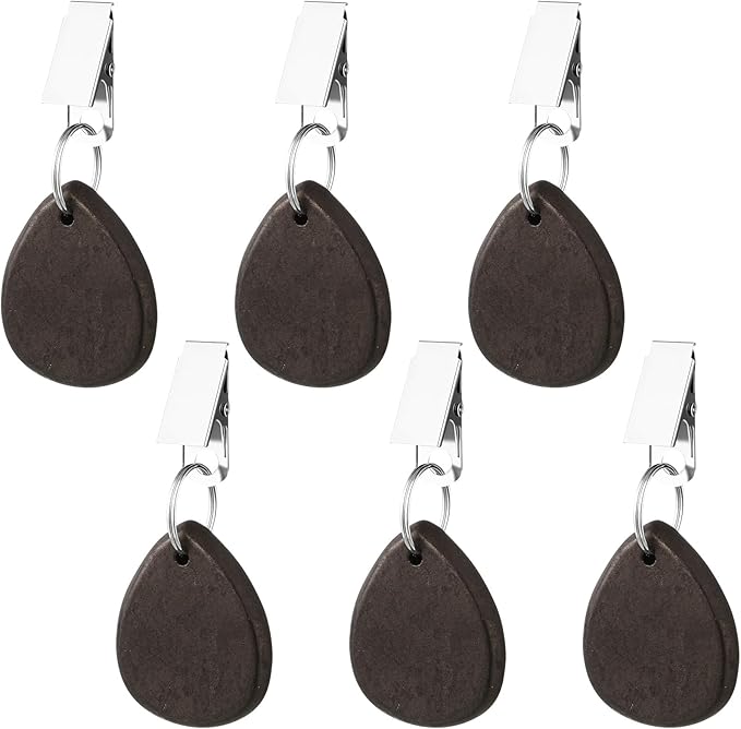 6 Pcs Tablecloth Weights Pendant Teardrop Shape Table Cover Weights with Metal Clips for Outdoor Picnic Garden Patio Party Camping Dinner Table Cover Decoration (Black)