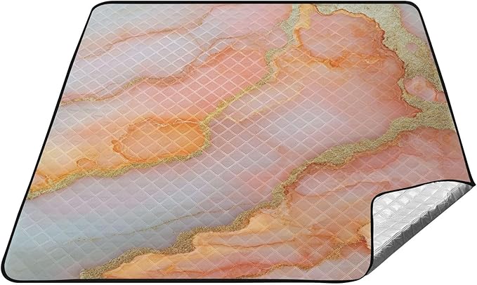Marble Peach Blush Waterproof Picnic Accessories Water Resistant Outdoor Party Garden Mat for Outdoorsy People Picnic Items Manta para hacer Picnic