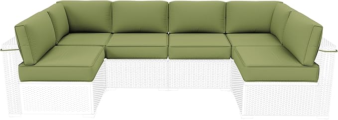 Outdoor Furniture Replacement Cushions, 5" Foam Foam High-Density, Fits 6-seat Sectional Rattan Conversation Set, 14 Piece Patio Water-Resistant Replacement Sofa Cushions, Liner&Cover