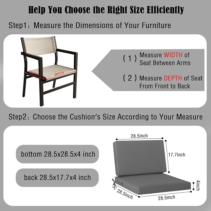 idee-home Outdoor Cushions for Patio Furniture, Outdoor Seat Cushions 28.5 x 28.5 Waterproof & Fade Resistant Couch Sofa Replacement Deep Couch Chair Cushion for Yard Garden Deck