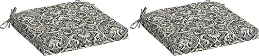 Arden Selections Outdoor Seat Cushion or Rocking Chair Cushion, 19 x 18, Rain-Proof, Fade Resistant 18 x 19, Black Aurora Damask (Pack of 2)