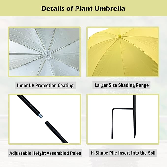 Joyline Gardening Gifts for Women Men, Plant Umbrellas for Outdoor Plants, Gifts for Plant Lovers Small Umbrella Sunshade Cover Plant Shade Cloth for Potted Plants, Garden Beds, Backyard
