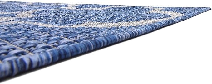 Unique Loom Outdoor Trellis Collection Area Rug (4' 1" x 6' 1" Rectangle, Navy Blue/ Ivory)
