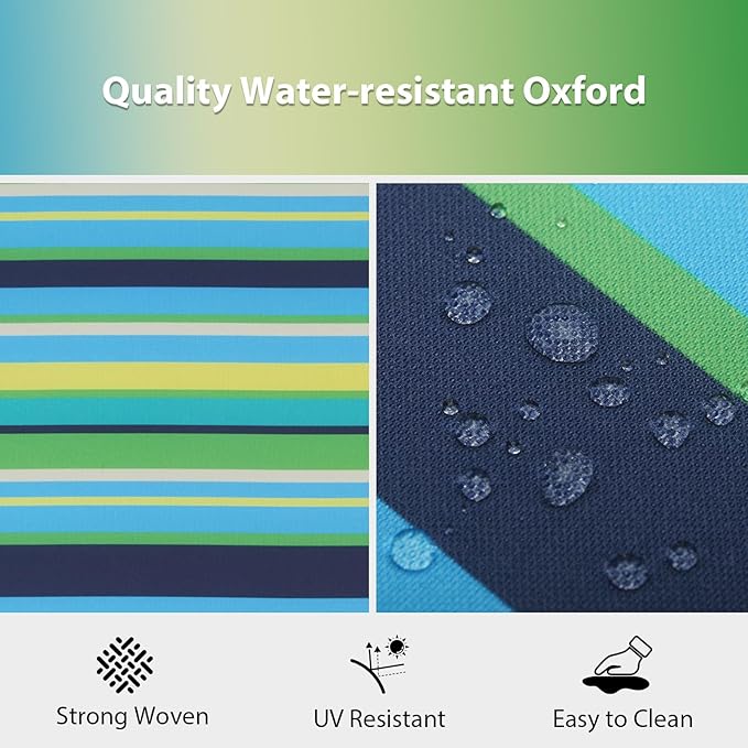 Outdoor Chair Cushions Set of 6, 18.5 x 16 Inch Patio Chair Cushions for Outdoor Furniture, Water Resistant Outdoor Patio Chair Cushions with Non-Slip Ties(Blue & Green Pinstripe)