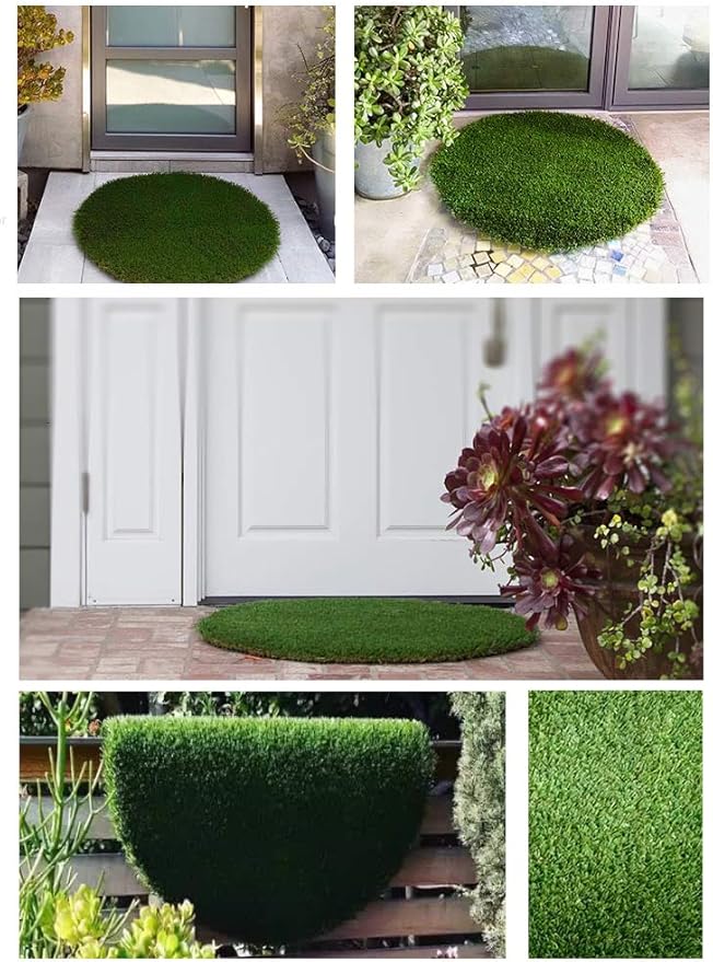 Christmas Tree Decoration, Artificial Grass Mat Round Shape, Realistic Synthetic Grass Indoor Outdoor Rug, Garden Lawn Landscape for Pets,Fake Faux Grass Rug with Drainage Holes, Diameter 10 FT