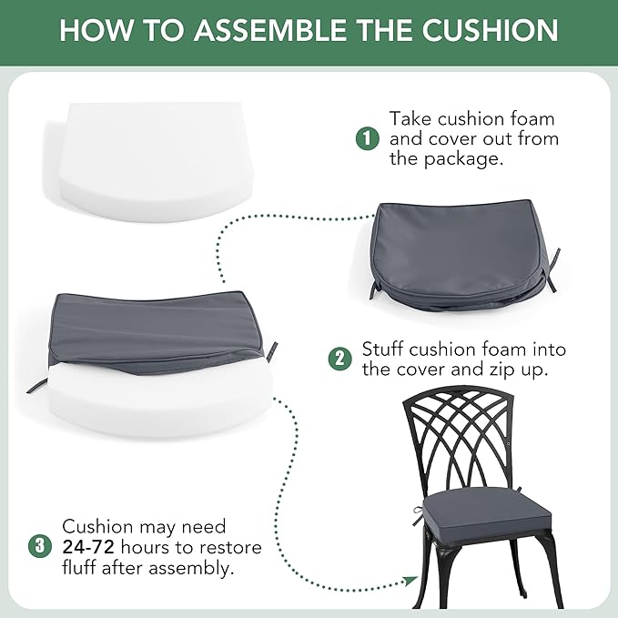 Outdoor Chair Cushions Set of 4: Waterproof & Fade Resistant Patio Furniture Cushions - 18.5 x 16 x 2 Inch Non Slip Round Corner Seat Cushion Pads with Removable Cover for Garden Yard Lawn, Dark Grey