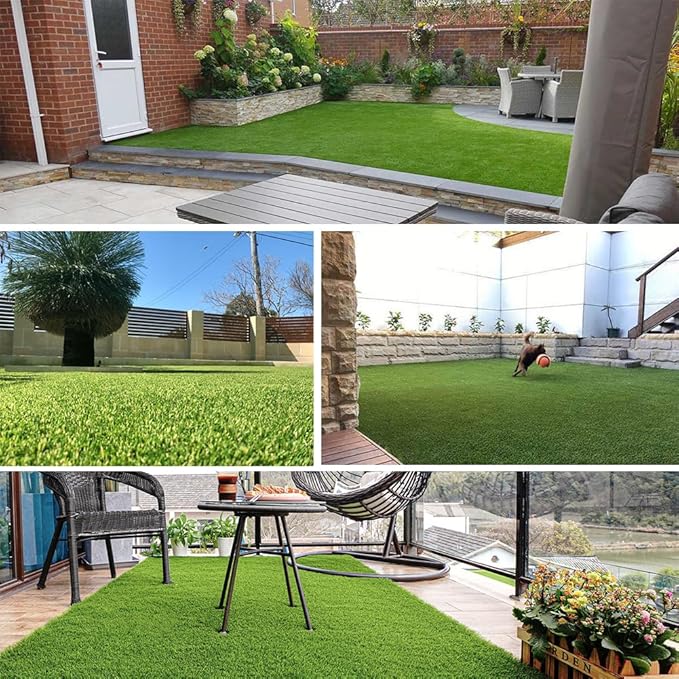 Petgrow Luxurious Artificial Grass Realistic Turf 5 X 22 Feet,1.57 Inch Pile Height Ultrathick Indoor/Outdoor Dog Fake Faux Grass,Synthetic Grass Rug Garden Landscape Patio,Drainage Holes