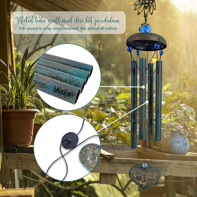 ASTARIN Hummingbird Wind Chimes Outside Unique Hummingbird Gifts All Metal Wind Chimes for Love One Gifts for Mom, Grandma, Daughter, Decoration for Home, Garden, Patio, Backyard.(29”)