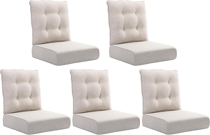 Joyside Outdoor Chair Cushions Set, 22x25/22x24 Inch Patio Furniture Cushions, 6’’ Thick, Water Resistant & Fade Resistant, Outdoor Replacement Cushions for Seat and Sofa