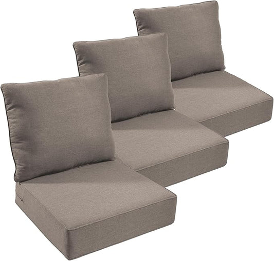 Outdoor Furniture Cushions, 6 inch Thick Seat Cushions for Outdoor Furniture, Waterproof 22x24 Patio Couch Cushions, Replacement Chair/Sofa Cushion, Include 3 Back & 3 Seat Cushion, Thick/Gray