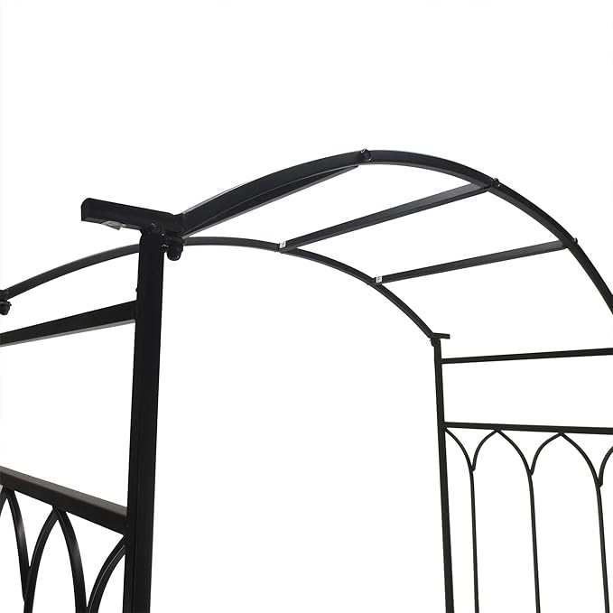 Outsunny Metal Trellis Arbor Arch for Climbing Plants with Garden Bench, Grow Grapes & Vines, Patio Decor & 2-Person Outdoor Steel Decorative Seating, 484 lbs. Weight Capacity, Black
