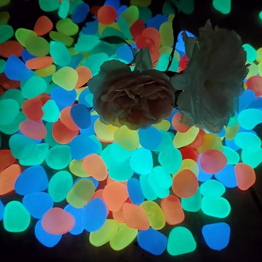 Glow in The Dark Rocks Outdoor, Solar Rocks for Landscaping, Outdoor Decor Glow in The Dark Stones, Glowing Pebbles for Garden Backyard Patio Lawn Fish Tank Aquarium Decor,200pcs Multi,0.6-1.1"