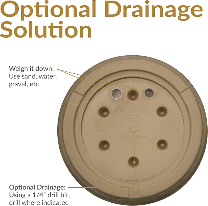 Sunnydaze 24-Inch Anjelica Large Plastic Pot for Plants - Outdoor Double-Walled Large Plastic Planter with Drillable Drainage Holes - Beige - 3pk