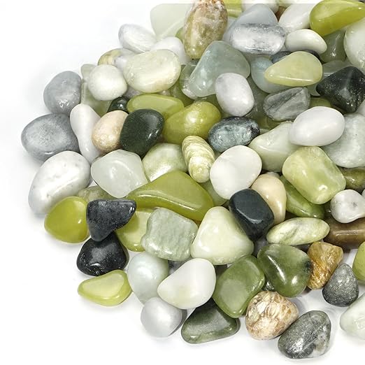 2.2 lb Jade Pebbles for Indoor Plants, 1/2 Inch Polished Decorative Pebbles for Vase, Bamboo, Succulent, Garden Landscape Decoration River Stone