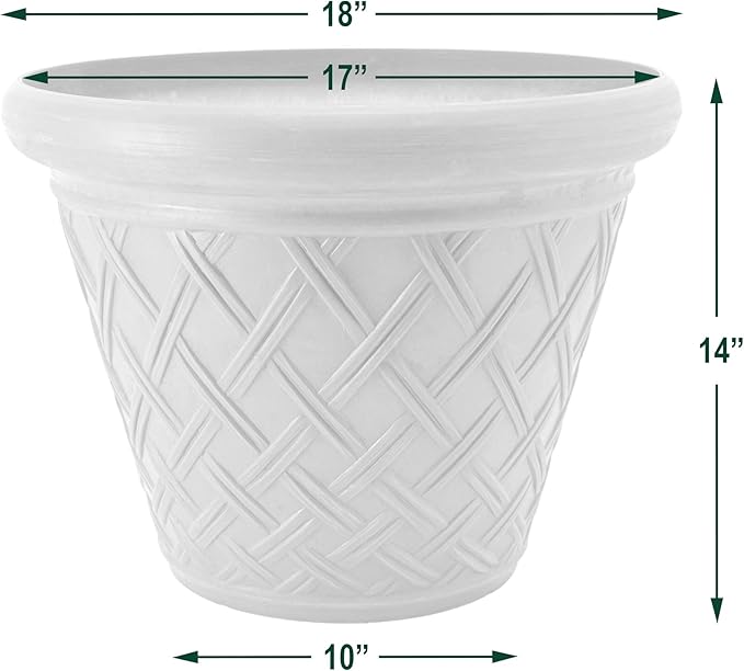 PSW Pot Collection Basket Weave Planter Pot for Indoor and Outdoor Plants and Gardens, 18-inch, Chocolate
