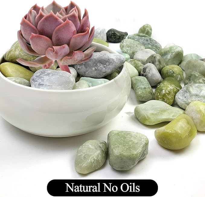 20LB Succulent Jade Pebbles for Landscaping, 1.2-2 Inch Natural Decorative Polished Stones, River Rocks for Landscaping, Vase, Flowerpot Decoration, Indoor Decoration and Garden Decoration