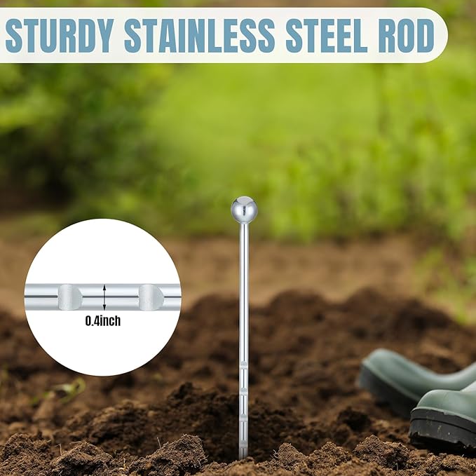Therwen 14'' Stainless Steel Soil Sampler Probe Soil Sampler for Lawn Plant Garden Farm Underground Soil Sampling Probing Moisture Meter Compaction Septic Tanks Locating Sampling