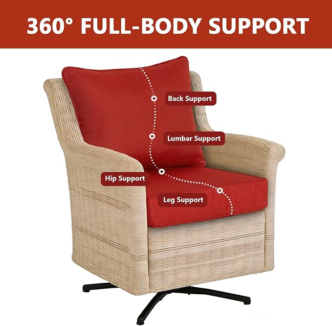 Goodgoods 24 x 24 Outdoor Patio Deep Seat Cushions 2-Pack, 1000+ Hours Fade-Resistant & Water-Resistant Outdoor Furniture Chair Cushions with 30D High-Resilience Foam for Sofa Chair, Quarry Red