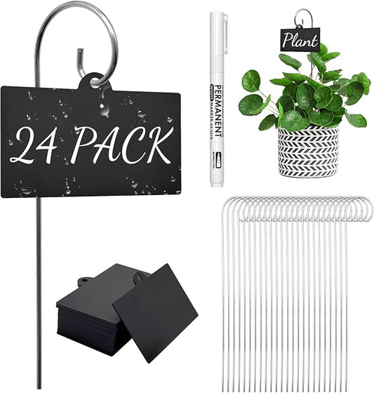 Plant Labels,24 Pcs Acrylic Plant Tags Stakes with Pen,Plant Markers,Weatherproof Garden Markers,Reusable Planting Gardening Labels,for Outdoor Garden Potted Plants,Seed,Flowers, Fruit and Vegetable