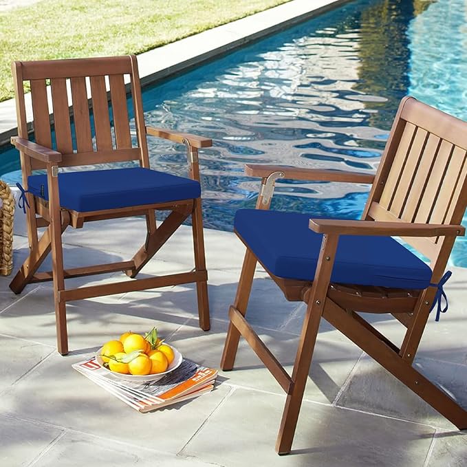 idee-home Outdoor Chair Cushions Set of 4, 17" x 16" Outdoor Seat Cushion Waterproof Patio Furniture with Ties, Dining Chair Pads