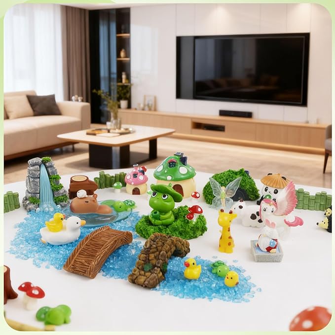 82 Pcs Fairy Garden Accessories Kit - Miniature Figurines, Resin Mushrooms, Elves & Animals, Bridges & Houses for DIY Terrarium, Dollhouse, Succulent Garden Decor, Indoor Outdoor Craft
