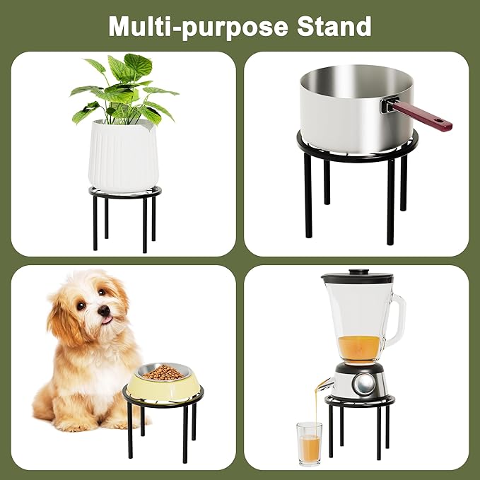 Plant Stand Plant Holder - 7.9 x 7.9 x 5.9 inches Plant Riser for Garden Courtyard, Heavy Duty Flower Stand for Multiple Plant Indoor or Outdoor, Black.