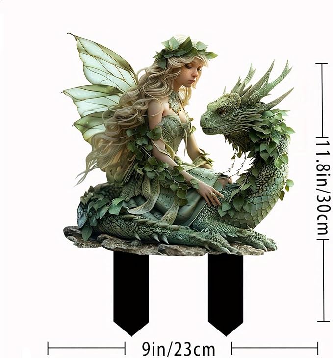 JOYO 11.8''Bohemian Fairy Flower Pot Decoration,2D Acrylic Ground Plug,Fairy Garden Planter Accessories,Fairy Pumpkin Angel Garden Stake for Pot Plants and Garden Yard Lawn Décor (E)