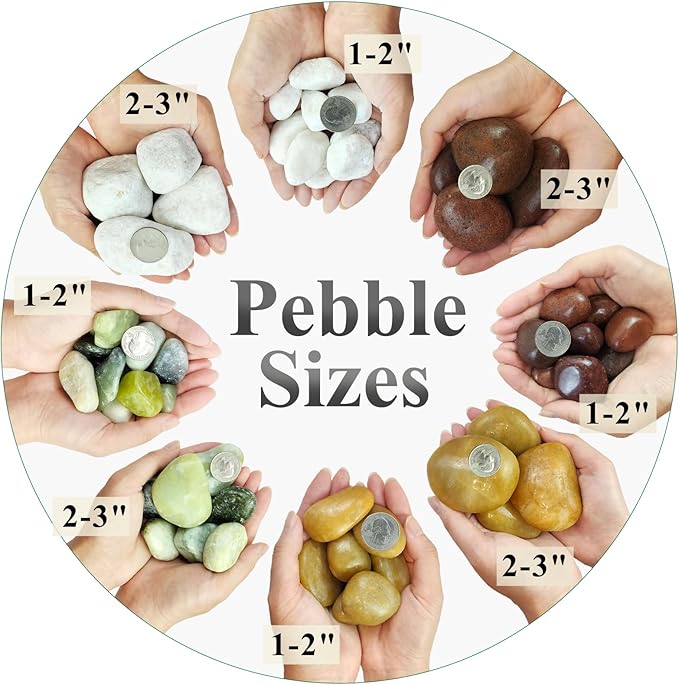 40 lbs Red River Rocks for Landscaping, 1-2 Inch Polished Pebbles for Indoor Plants, Decorative Rocks Stones for Vases, Aquariums, Fountains, Pathways, Backyard and Garden