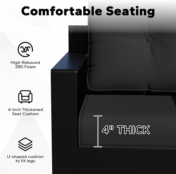 Joyside Outdoor Chair Cushions Set, 22x25/22x24 Inch Patio Furniture Deep Seat Cushions, Water Resistant & Thick Cushion, Outdoor Replacement Cushions for Seat and Sofa