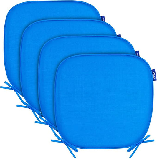 SleepMan Outdoor 17"x16" Chair Cushions with Ties Set of 4, Water Resistant All Weather U-Shape Seat Pads for Patio Garden Furniture Indoor Fade Resistant Patio Cushions (Sky Blue)