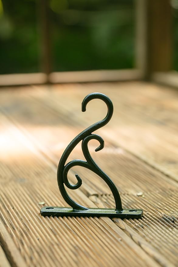 Black Metal Outdoor Hanging Brackets, 5.9 Inch, Heavy Duty, Modern Rustic Style, Wall Mount, 1 Count