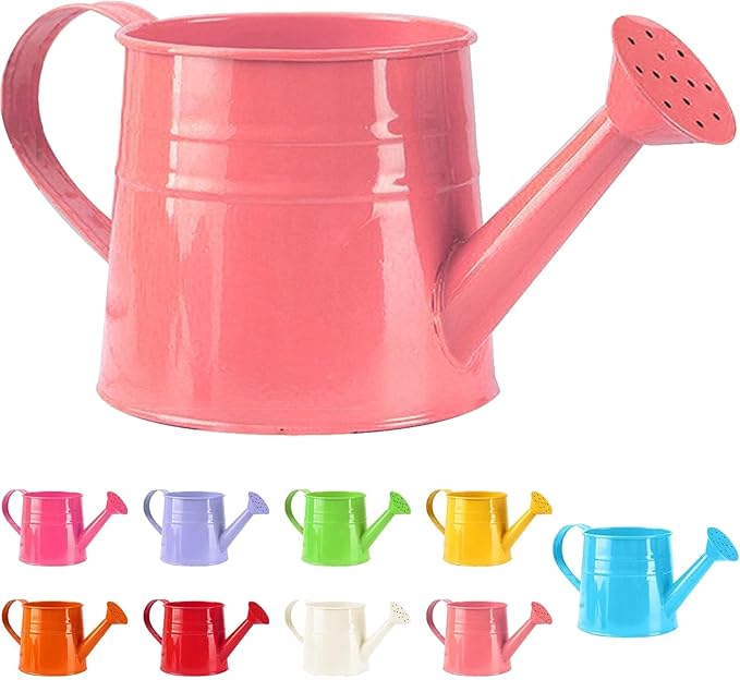 Watering Can Gardening Tool Accessories, Sprinkling Can 1L Metal Flower Garden Watering Can for Outdoor Indoor Plants Lawn Garden (Light Pink)