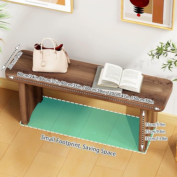 24"-59" Farmhouse Solid Wood Benches Indoor, Garden Benches for Outdoors, 5.9" 9.8" 13.8" Height Wooden Entryway Bench, Patio Plant Stand Flower Pot Display Rack(L39xW7.9xH13.8inch)