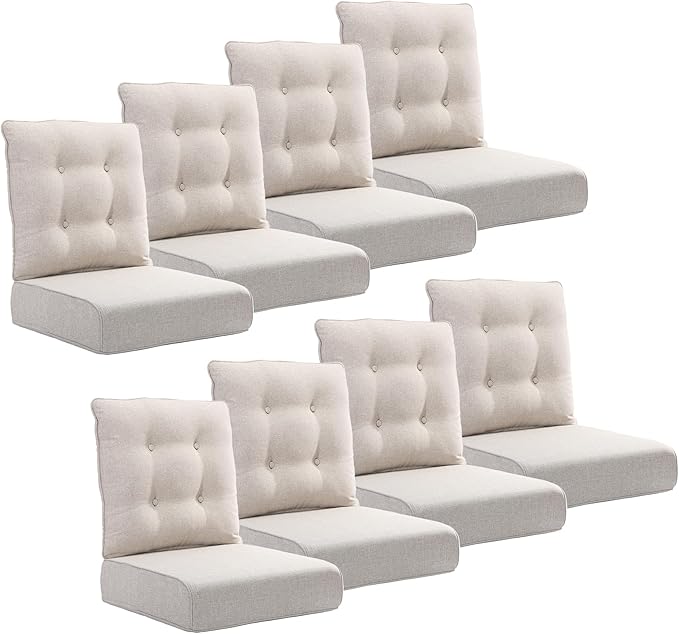 Joyside Outdoor Chair Cushions Set, 22x25/22x24 Inch Patio Furniture Cushions, 6’’ Thick, Water Resistant & Fade Resistant, Outdoor Replacement Cushions for Seat and Sofa