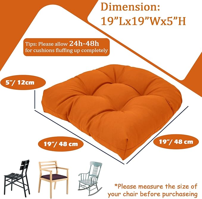 MTMR Water-Repellent Outdoor Chair Cushions Set of 2, 19”X19” Patio Chair Cushions with High Elasticity PP Cotton, Thick Tufted Outdoor Patio Furniture Cushions, Seat Cushions for Outdoor Furniture