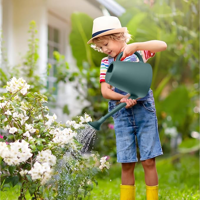 ZXJ Plant Watering Cans for Indoor and Outdoor Home Garden Plants - with Long Spout - Blackis Green - 1/2 Gallon